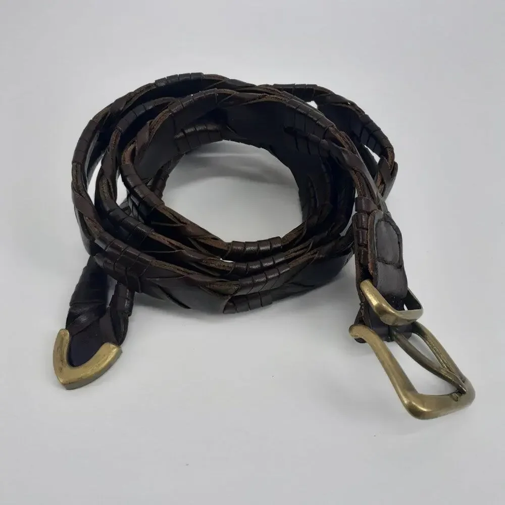 Fossil Men's Genuine Leather Links Gold Tone Buckle Solid Brass Single Prong
